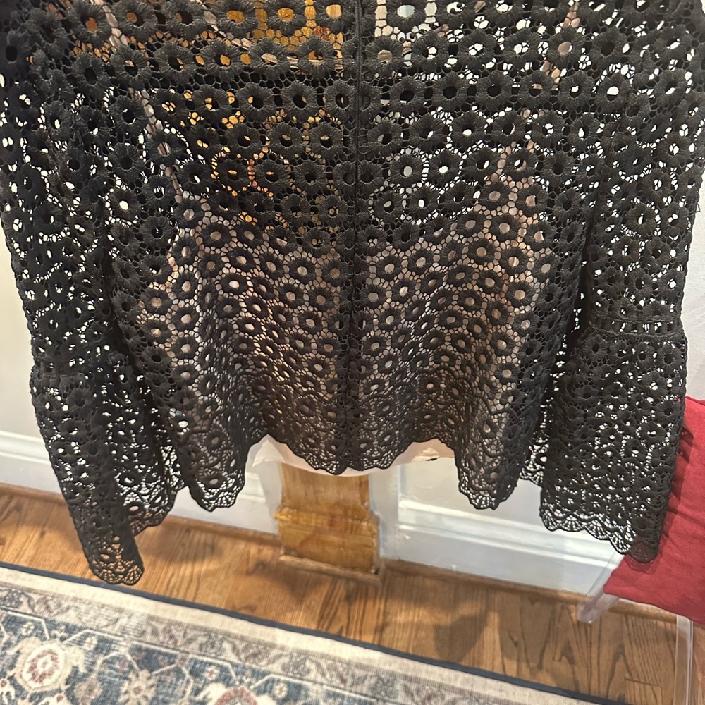 Lovely J Crew eyelet top with built in cami beautiful black netting fabric - Picture 6 of 6